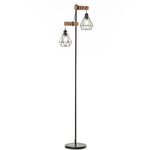 Lampadaire design industriel 40 w max. double suspension métal filaire hauteur réglable noir