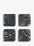 John Lewis Black Marquina Marble Square Coasters, Set of 4, Black