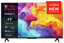 TCL 43 Inch 43V6BK Smart 4K UHD HDR LED Freeview TV