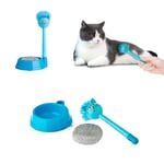 Avilia Ensemble Bol en Plastique Durable pour Chat ou Chien avec Brosse et éponge avec Poils Doux - Accessoires Parfaits pour Le Soin du Poil et des Pattes de Votre Animal de Compagnie - Différentes