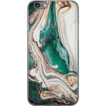 Apple iPhone 6s Gennemsigtigt Telefoncover Grön / Guld marmor