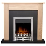 Adam Southwold Fireplace in Oak & Black with Blenheim Electric Fire in Chrome...