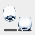 Silwy Magnetiska whiskyglas i kristall Magnetic Crystal Glass Whisky, transparent, 25 cl, 2-pack + magnetiska glasunderlägg