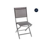 Lot de 4 chaises de jardin pliables en aluminium wengé/tonka Essentia - Hespéride