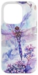 iPhone 14 Pro Dragonfly Surrounded by Lilac Flowers and Leaves Case