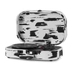 Crosley Discovery Portable Turntable - Bluetooth Record Player, 3-Speed Suitcase Vinyl Player, Home Turntables for Vinyl Records, Built in Speakers & Bluetooth Receiver, AUX Input, Black & White