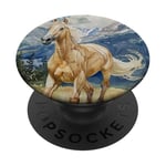 Aquarelle Running Palamino Horse in Meadow PopSockets PopGrip Adhésif