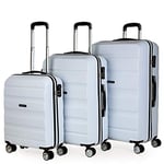 ITACA - Set of 3 Rigid Travel suitcases 4 Wheels Trolley 55/67/77 cm abs. Resistant and Lightweight. Luggage. Small Cabin Approved, Medium and Large., White