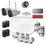 Daewoo Security SA666AM - Compatible Animaux, Alarme Maison sans Fil WiFi/GSM connectée, Contrôle à Distance, Sirène extérieure, 2 Caméras, Compatible avec Amazon Alexa, Google Home
