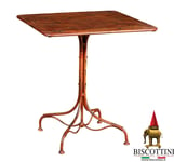 Biscottini Table Jardin Fer Petite Table Carré Extérieur Antique Rouge