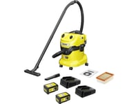 Kärcher Home & Garden Wd 4-18 Dual Battery Set  1.628-601.0 Batteridrevet Våd-/Tørsuger 380 W 20 L Inkl. 2 Batterier, Inkl. Oplader, Trådløs