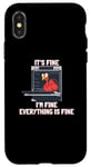 Coque pour iPhone X/XS Action de grâce, jeu de mots, amusant, four à dinde, humour It's Fine I'm Fine