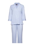 Lauren Ralph Lauren Homewear Lrl Heritage 3/4 Sl Classic Notch Pj Set Blå