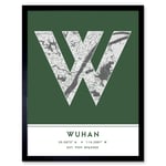 Wuhan China City Map Modern Typography Stylish Letter Framed Word Wall Art Print Poster for Home Décor