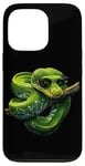 Coque pour iPhone 13 Pro Amoureux Drôles De Python D'arbre Vert, Serpents, Reptiles