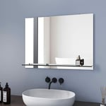 Meykoers - Miroir de salle de bain 80x60 cm Miroir Mural avec Étagère en verre