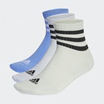 adidas Unisex 3-Stripes Cushioned Sportswear Mid-Cut Socks 3 Pairs, Blue Fusion/Linen Green/Halo Blue, 10.5-12.5