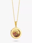 Rachel Jackson London Personalised Small Deco Sun Birthstone Amulet Necklace, Gold