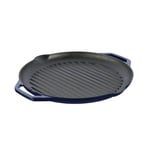 Grandfeu Blue Ribbed Cast Iron Frying Pan 34cm 3kg Enameled Interior Exterior