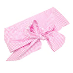 Newborn Swaddle Wrap Infant Cotton Bowknot Sash Blanket(Light Pink Plaid)