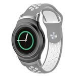 Samsung Gear S2 ontto silikooni muovinen kaksisävyinen vaihto ranneke - Harmaa/ Valkoinen Monivärinen