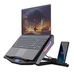 Trust Gaming GXT 1127 Yoozy RGB Laptop Stand 17.3 inch with Phone Holder, Laptop Cooling Pad with LCD Display, 2 Fans, Adjustable Height, Silent/Performance Mode, for Lenovo, HP, Asus, Acer - Black