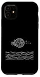 Coque pour iPhone 11 Line Art Poisson et ichtyologiste Amazon Puffer