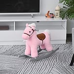 Homcom Kids Plush Ride-On Rocking Horse with Plush Toy Animal Sounds Pink