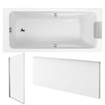 Pack baignoire droite 180 X 80 JACOB DELAFON Odéon up + pare bain 1 volet chromé + tablier en niche + vidage