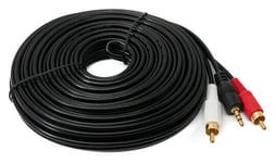 Cinch 2 RCA Cable 10 m Plug to AUX 3.5 mm Jack Plug Stereo AV in Black