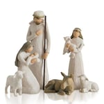 6-pack Willow Tree Nativity Figuriner Set Staty Handmålad Dekoration Julgåva Vit (FMY)