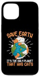 Coque pour iPhone 13 Save Earth Cat Lovers, une planète mignonne qui s'embrasse