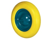 Amig - Roue Increvable en Polyuréthane Jaune Mod. 2610 pour Chariots à Main ou Chariots de Stockage ou de Chantier - Diamètre Ø360 x 80 x 200 mm · Jante Verte sans Vis