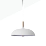 B·LED BARCELONA LED BarcelonaLED Suspension Nordique Décorative en Bois avec Abat-Jour en Aluminium Blanc Diamètre 35cm E27 Douille pour Salle à Manger Salon Cuisine Intérieur