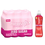 Lucozade Sport Zero Sugar - Raspberry and Passionfruit 12x500ml | Sugar Free Sports Drink, with Vitamin B3 and electrolyte | Only 4 calories per serving | Still | Made with Natural Flavours