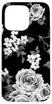 iPhone 15 Pro Max Vintage White Florals on Black Case