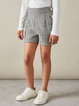 Reiss Kids' Charlie Dogtooth High Waisted Shorts, Black