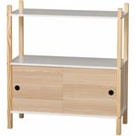 Armoire meuble de rangement etagere bibliotheque commode avec 2 portes et 1 etagere 70x30xh76,5cm