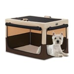 Petsfit Dog Car Carrier- Small Dog Travel Carrier Fabric Puppy Crate Collapsible Portable Cat Cage, 66 cm L x 49 cm W x 46 cm H, Khaki