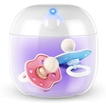 Portable Dummy Steriliser, Mini UV-C Sanitizer Box for Pacifier, 99.99% Sterilization in 3 Mins, USB-C Rechargeable, Mini Sterilizer Box for Baby Pacifier, Bottle Nipples and More (White)