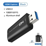 carte d'acquisition HDMI 4K USB 3.0 vers USB HD 1080P,Port en boucle HDMI pour enregistrement de jeux vidéo en direct C386 - Type Black