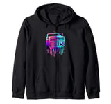 Dripping Paint Art Vintage Radio Antique Radios Zip Hoodie