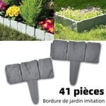 Bordure de jardin imitation pierre 41 pièces 10 m - Plastique  -QUT