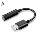 1*USB-C Typ C Adapter Port till 3,5MM Aux Audio Jack Hörlur H black