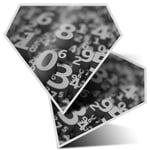 2 x Diamond Stickers 10 cm BW - Number Art Maths Physics  #35091