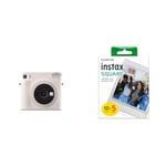 Instax SQUARE SQ1 instant film camera, Automatic exposure and Built-in selfie lens, Chalk White & SQUARE instant Film 50 shot pack, white Border, suitable for all SQUARE cameras and printers