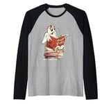 Adorable Ghost Reading Scary Book For Teachers, Librarians Raglan Baseball Tee