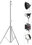 Support de Lumière Réglable avec Adaptateur de 1/4'' 3/8'' pour Studio Softbox, 2.8m /110in Support d'éclairage robuste en acier inoxydable pour lampe frontale, lumière stroboscopique,boîte à lumière