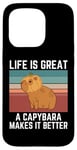 Coque pour iPhone 15 Pro Capybara rétro La vie est belle, un capybara la rend meilleure