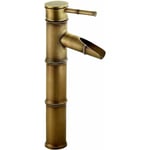 Grand robinet en bambou, robinet monotrou pour eau chaude et froide dans le bassin d'eau courante, robinet de salle de bain en bronze